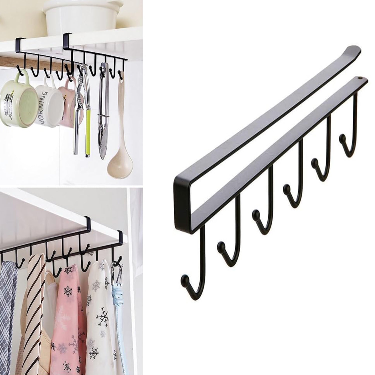 Metal Multifunctional Cabinet Storage Organize 6 Hook Rack For Hanging (1 Pc / Big) Metal Multifunctional Cabinet Storage Organize 6 Hook Rack For Hanging (1 Pc / Big)